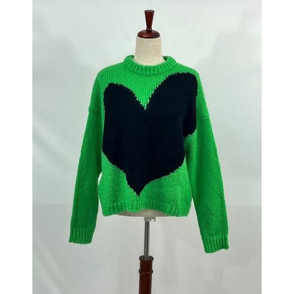 ESSENTIEL ANTWERP Sz XS Green Heart Intarsia Pullover Sweater NWT - Picture 9 of 11